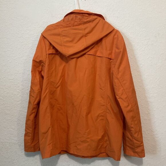 Lands End Rain coat Orange Hood Size Medium - Picture 5 of 9